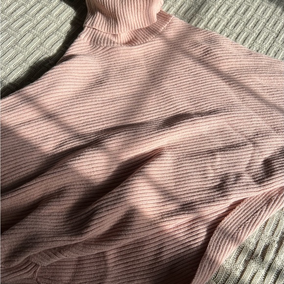 Mystree Hallee Blush Pink ribbed crop turtleneck sweater dolman sleeve - Picture 4 of 5